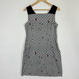 SkunkFunk Dress Women Medium Black White Geometric Skater Sheath Indie Sleaze